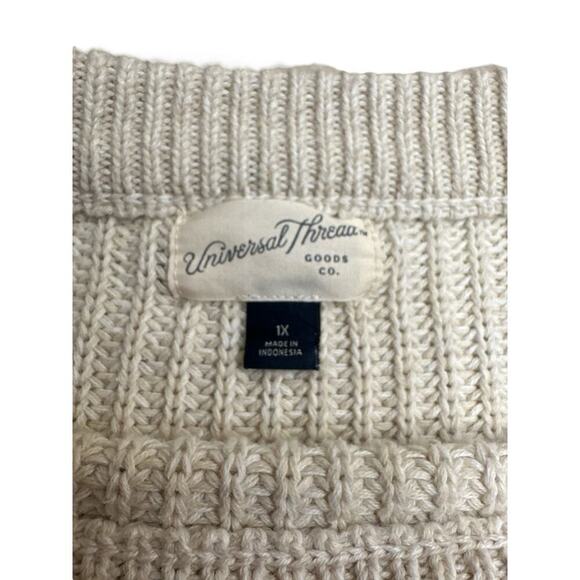 Universal Thread Women's Long Sleeve Knitted Soft Pullover Sweater Size 1X Cream - Picture 7 of 8